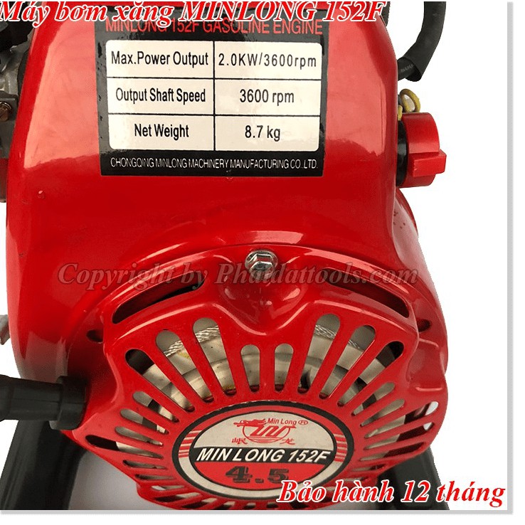 🛴FREESHIP 🛴 Máy bơm nước chạy xăng MINLONG 152F-Động cơ 4 thì tiết kiệm nhiên liệu