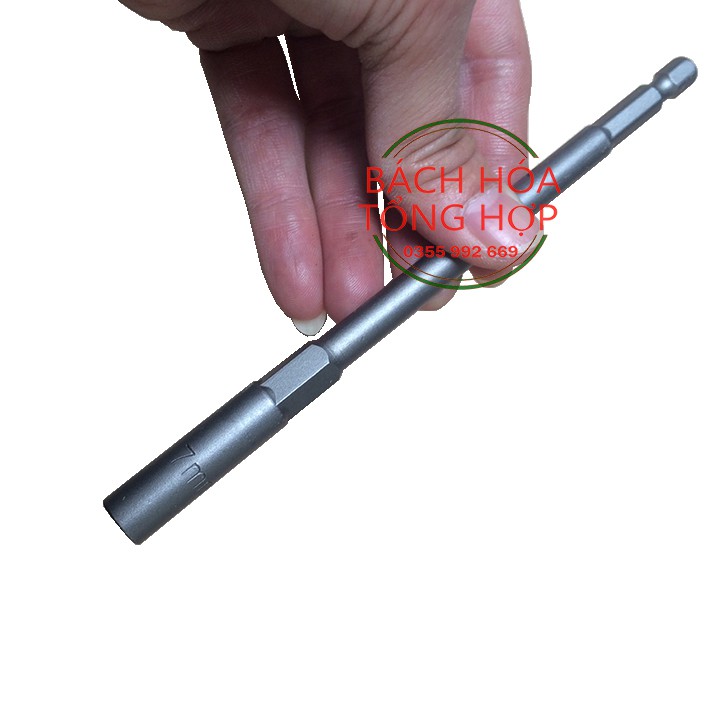 Chụp Bulong sâu lòng 7mm dài 150mm cho Khoan, máy bắn vít chuôi lục giác