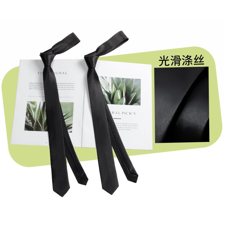 Cà Vạt Đen Siêu Mỏng 3CM Phong Cách Nhật Hàn Cho Nam Nữ