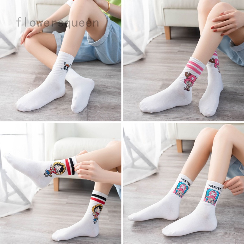 flowersqueen Vớ cotton in hình anime One Piece thời trang