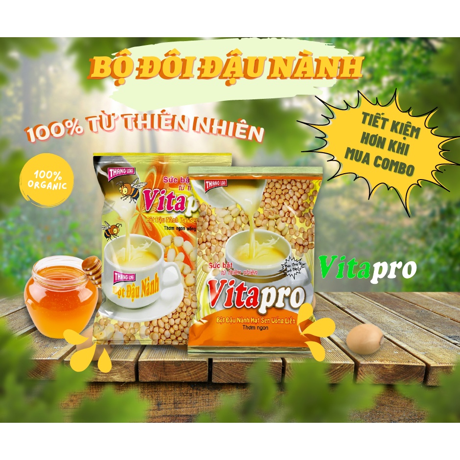 Bộ đôi đậu nành hạt sen và đậu nành hạt sen mật ong 100% nguyên chất