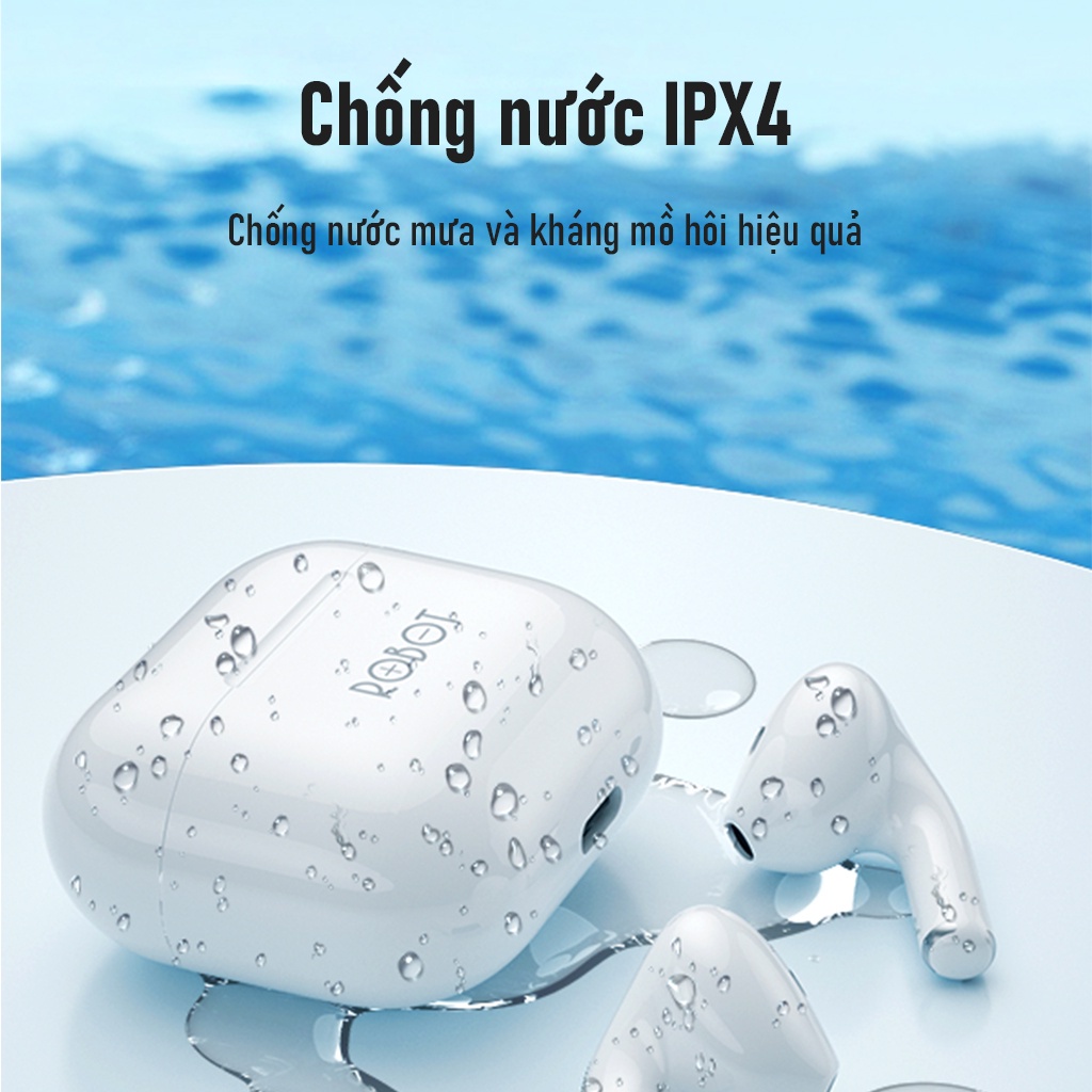 Tai Nghe Bluetooth TWS ROBOT T50 In Ear - Chống Nước IPX4, Thời Gian Sử Dụng Lên Đến 35h Chính Hãng