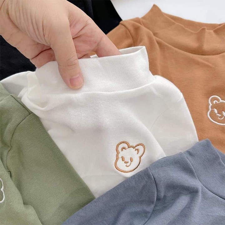 Áo giữ nhiệt cho bé áo thun cổ lọ cho bé trai bé gái 8-18kg chất cotton hàng quảng châu cao cấp