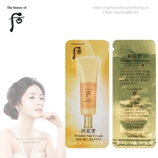 Gói dùng thử Kem chống nắng cải thiện nếp nhăn nâng tone da Whoo Wrinkle Sun sample/ Mỹ phẩm Ohui công ty chính hãng