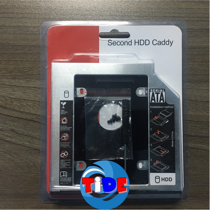 Caddy Bay vỏ nhôm cho SSD và HDD 2,5” - Size: 9.5mm và 12.7mm – Khay ổ cứng thay thế ổ DVD