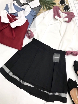 CHÂN VÁY XẾP LY PHỐI LƯỚI