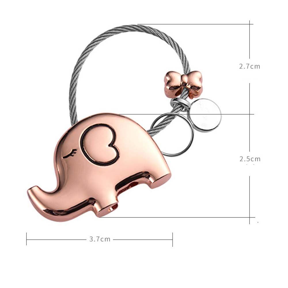 Móc khóa dây kim loại hình chú voi dễ thương dành cho cặp đôi