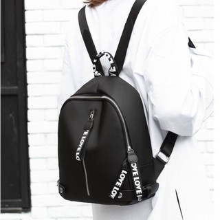 (ĐỘC LẠ) Balo đen cá tính phối khóa và dây đeo da cao cấp, khóa kim loại đường giữa siêu ngầu và độc đáo tôn phong cách