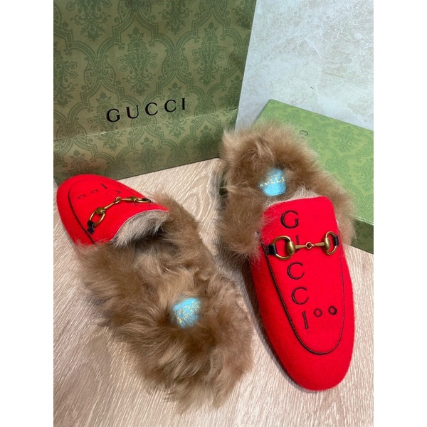 Giày sục lót lông mẫu mới hoạ tiết thương hiệu Gucci GG/GC 2021 cao cấp