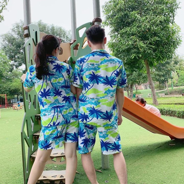 áo gia đình đi biển có cả bộ cho nam và nữ chất lanh mềm bao chất