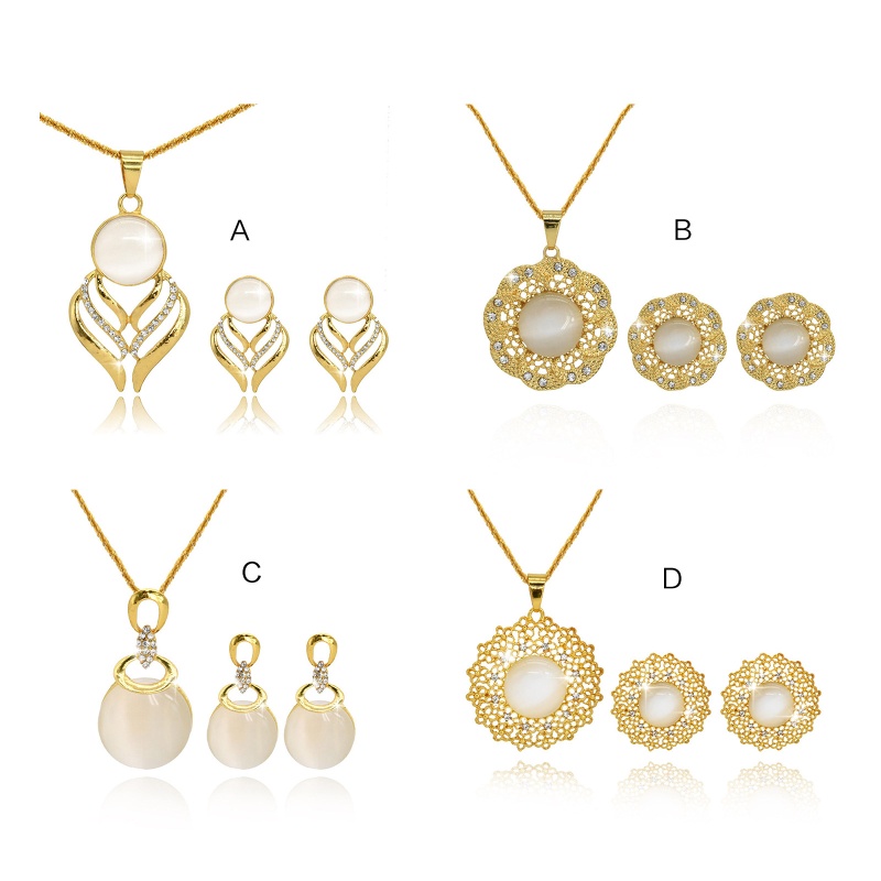 Bộ Vòng cổ + Bông Tai Hình Mắt Mèo Đính Đá Thời Trang Cho Nữ