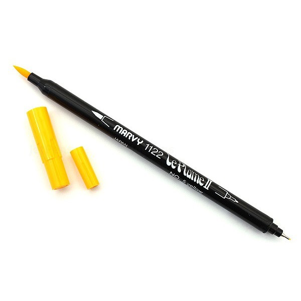 Bút lông đầu cọ viết calligraphy Marvy Le Plume II Double-Sided Watercolor Marker - Màu vàng (Yellow - 5)