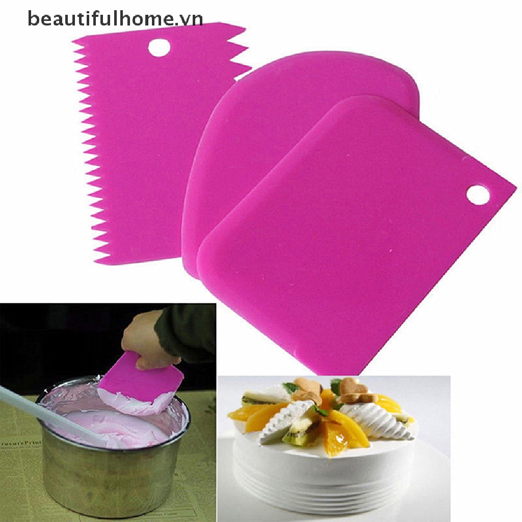 Bộ 3 Dao Cạo Trang Trí Bánh Kem Bằng Nhựa Tiện Dụng
