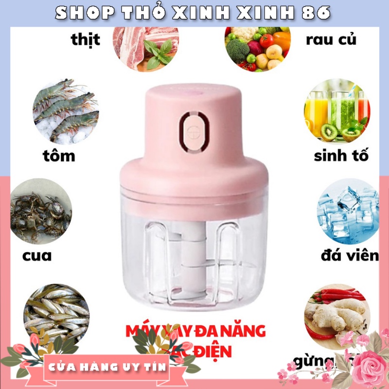 Máy Xay Mini Sạc Điện, Xay Thịt Ớt Hành Tỏi Rau Củ Quả Cầm Tay Siêu Tiện Lợi