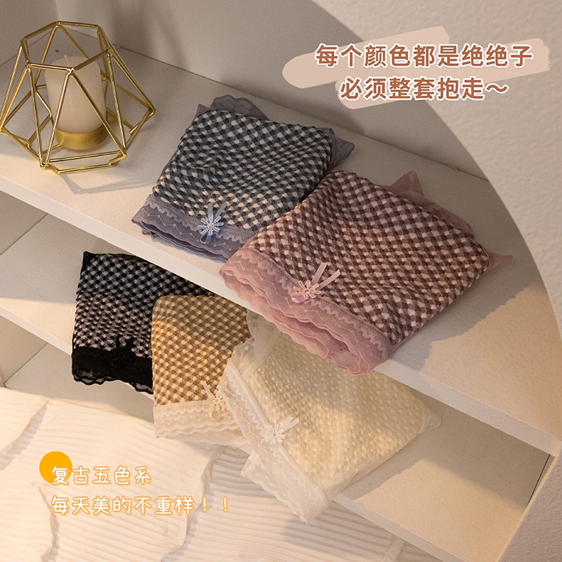 Quần Lót Nữ Phối Ren Lưới Phong Cách Nhật Bản Quyến Rũ