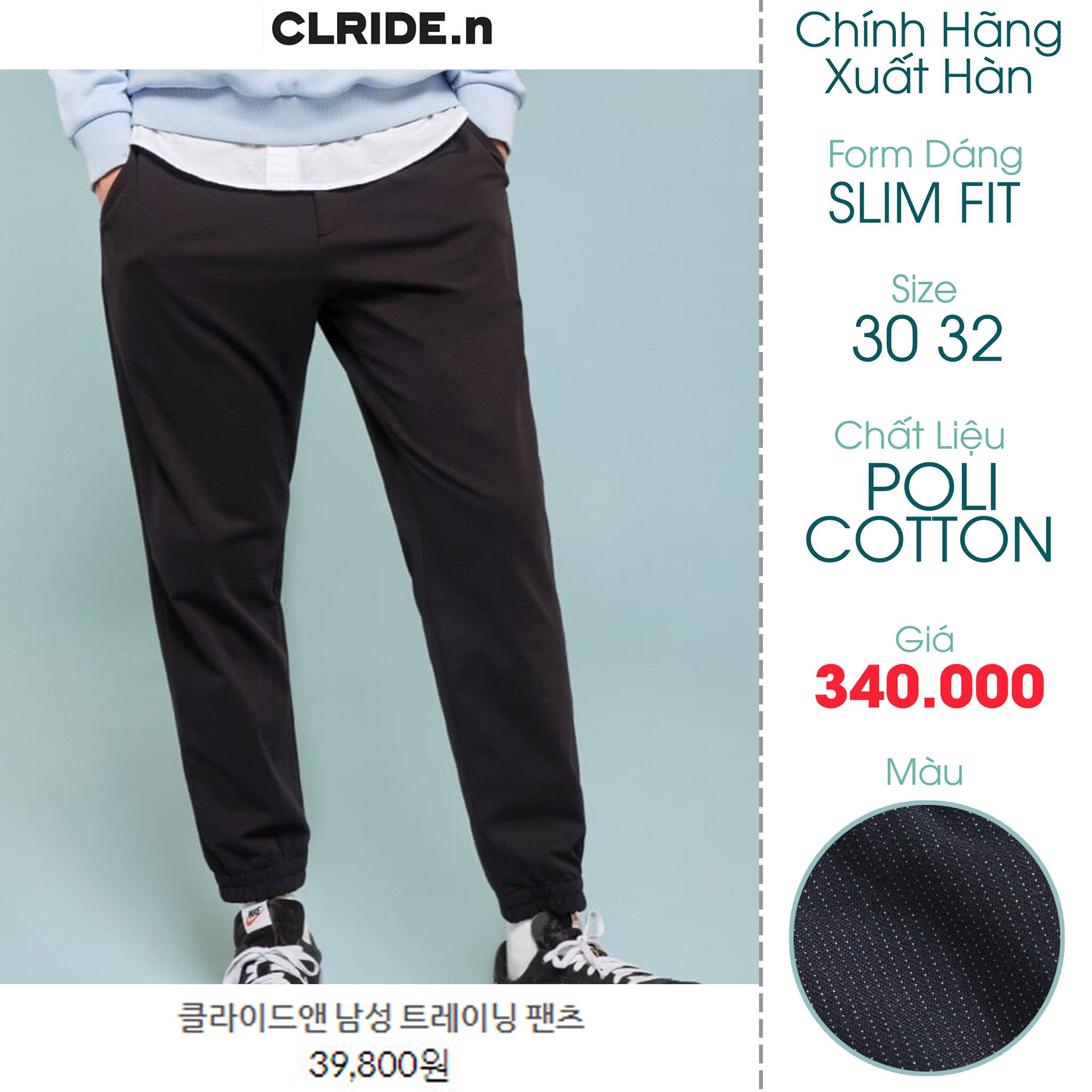 Quần Jogger Nam CLRIDE.N  Vải Poli Cotton Lưng Thun Màu Xám - FO76 SHOP