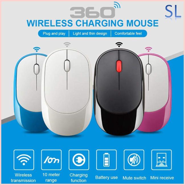 Wireless Computer Mouse Mute Switch Button USB Interfaces Portable Slim Optical Charging Mouse for