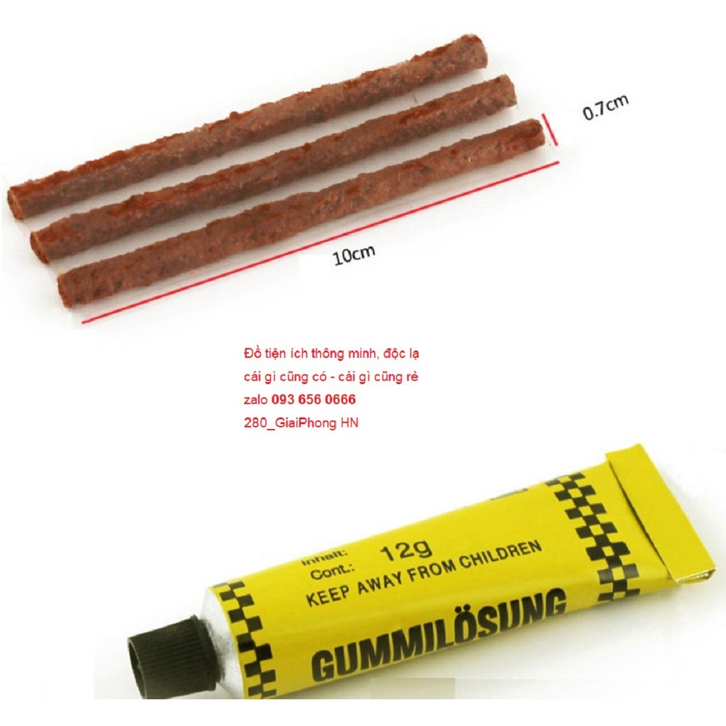 Bộ sửa lốp không săm xe máy ô tô 6-8 chi tiết