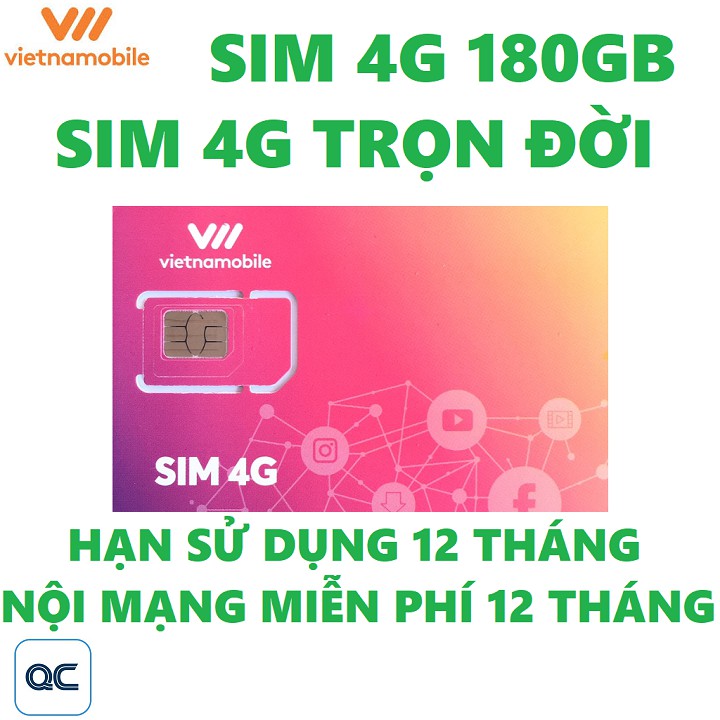 Sim 4G vietnamobile trọn đời mỗi ngày 6GB tặng 40k có sẵ tháng đầu sử dụng