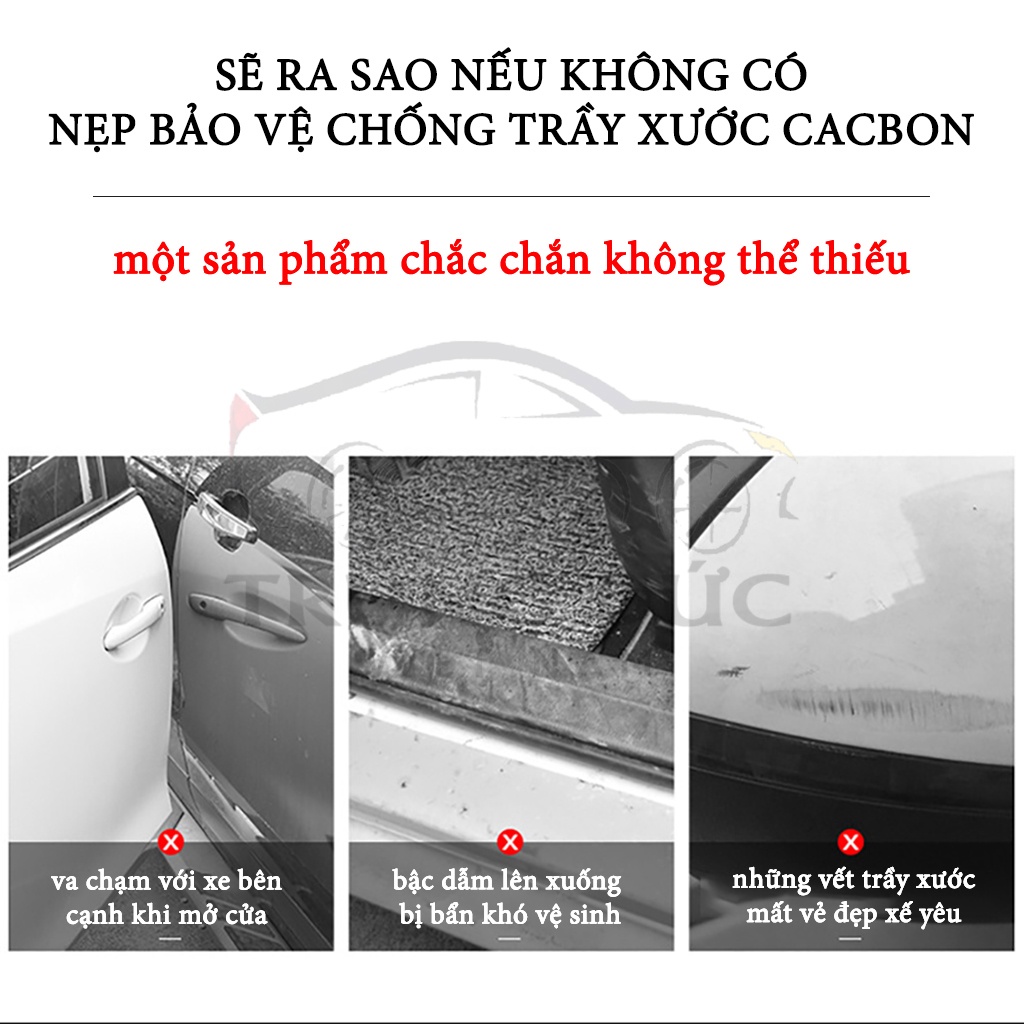 Miếng nẹp dán TRUNGDUCVN mạ cacbon cho xe hơi chống trầy xước bậc cửa, dán cốp xe, bảo vệ xe hơi