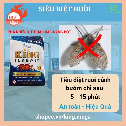 Bột diệt ruồi King Fly Bait - diệt ruồi vàng, ruồi giấm, ruồi cánh bướm - An toàn tuyệt đối