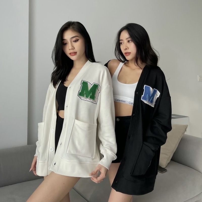 Áo cardigan nỉ bông cotton unisex dưới 85kg oknana - Thêu logo M missout | BigBuy360 - bigbuy360.vn