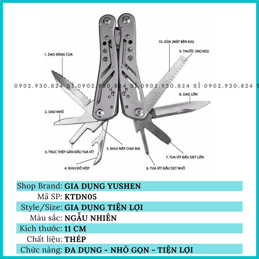 KIỀM THÉP ĐA NĂNG MINI GẤP GỌN BỎ TÚI 11CM CÂN MỌI NHU CẦU VỚI NHIỀU LOẠI  CÔNG CỤ - GIA DỤNG YUSHEN - KTDN05