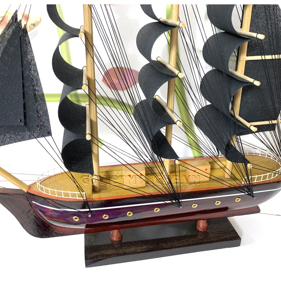 [Đã lắp ráp sẵn] Mô hình tàu thuyền gỗ trang trí Tàu chở hàng Belem của Pháp - Dài 32cm - Gỗ Tự Nhiên