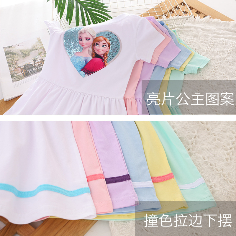 Đầm Công Chúa Băng Giá Tay Ngắn Chất Liệu Cotton Thời Trang Mùa Hè Cho Bé Gái chenyu-0831
