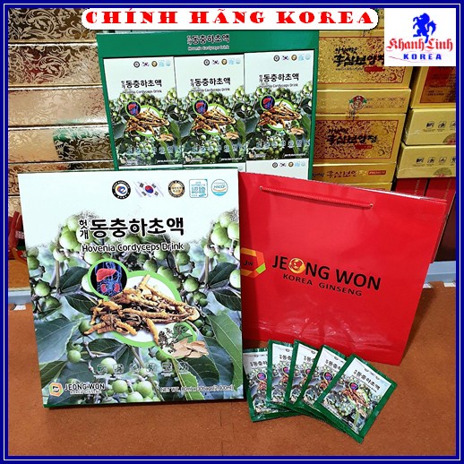 Bổ gan đông trùng hạ thảo Jeong Won, hộp 30 gói - Mát gan đông trùng - Thải độc gan, bổ phổi, thanh lọc cơ thể