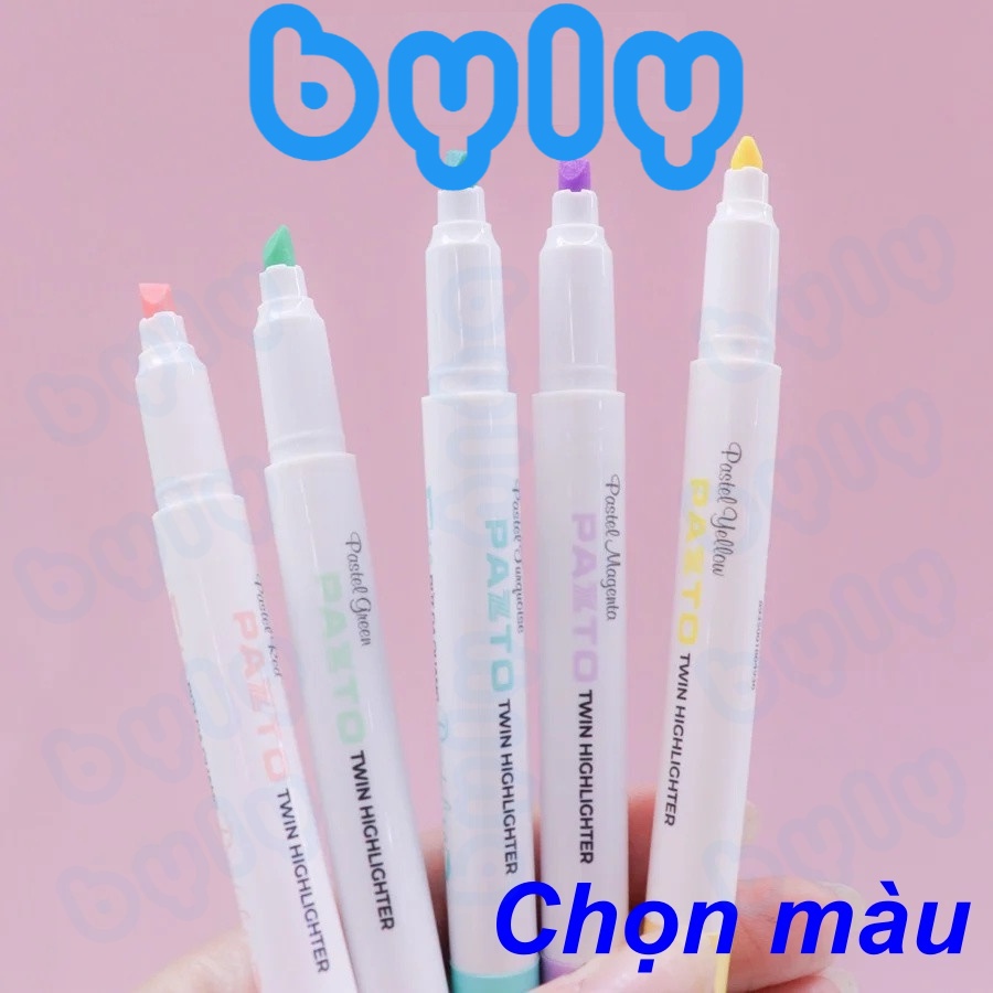 Bút dạ quang tông màu pastel nhẹ nhàng 2 đầu HL-016 𝑻𝒉𝒊𝒆̂𝒏 𝑳𝒐𝒏𝒈 - ByLy Store