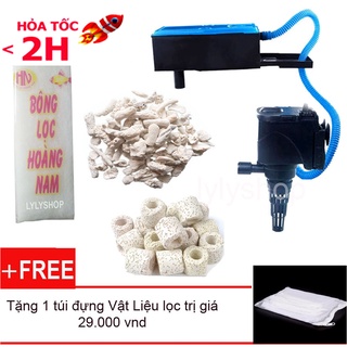 Máy lọc nước hồ cá RS 9800 2100L/H loại tốt, tiết kiệm điện + Bông lọc+ 100gr Sứ Lọc bể cá + 100gr San hô tặng 1túi VLLL