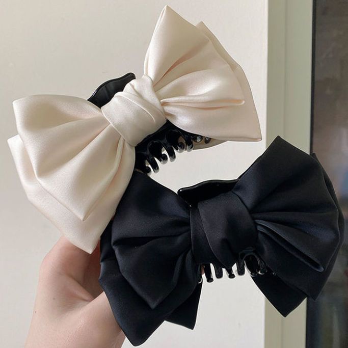 Kẹp Tóc Hình Nơ Lớn Màu Đen Phong Cách Hàn Quốc Thanh Lịch Dành Cho Nữ