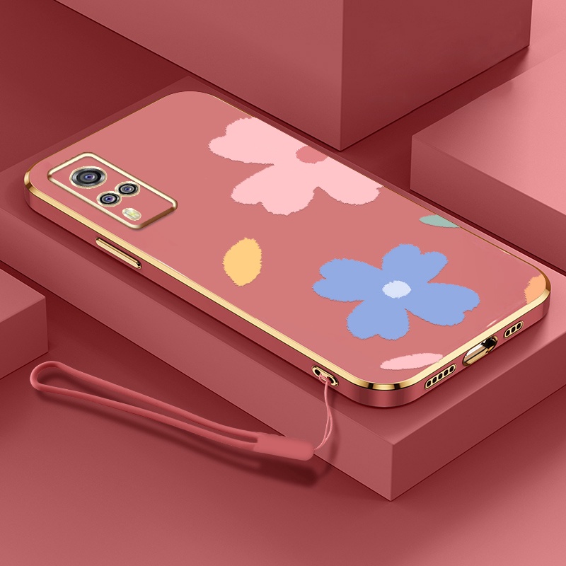 Ốp Điện Thoại TPU Silicone Mềm Mạ Điện Họa Tiết Hoa Cho VIVO Y51 2020 Y31 2020 2021 Y51A Y53S 4G Y72 5G Y52 5G IQOO Z3