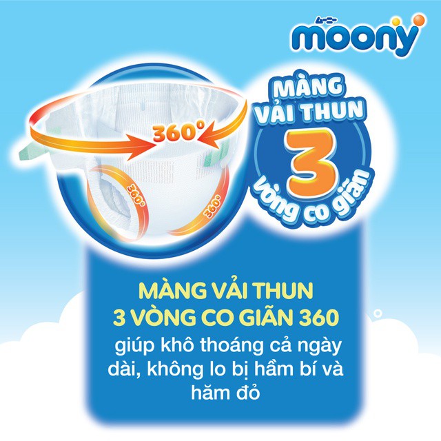 [Chính hãng] Tã dán cao cấp Moony NB90 Newborn 90 miếng [Nhật Bản]