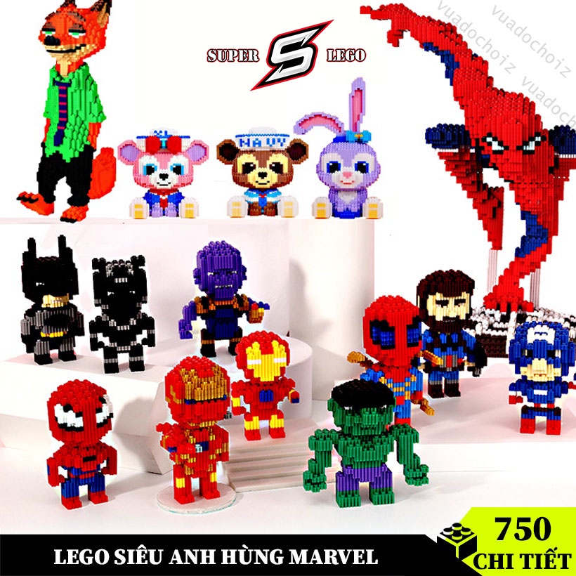 Lego mini đồ chơi lắp ráp 3D các nhân vật Siêu Anh Hùng Marvel:Batman,Captain America,Spiderman,Ironman.... - Super.Lego