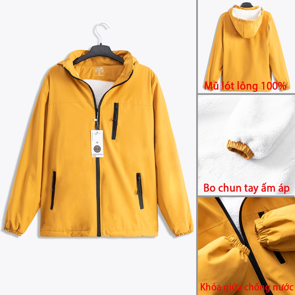 Áo gió 3 KHÓA LÓT LÔNG NAM chất liệu vải tráng bạc, khóa kéo chống nước
