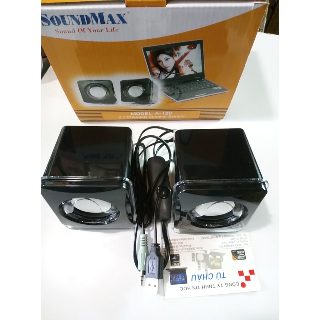 Loa máy tính SoundMax A120, chuẩn 2.0 - Power 6W, nguồn USB