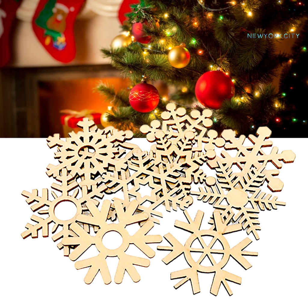 Bộ 10 bông tuyết bằng gỗ trang trí giáng sinh