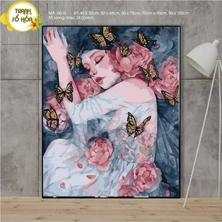 Tranh sơn dầu số hóa tự tô Cô gái nàng thơ N015 - Tặng kèm cọ , màu , khung , Paint by numbers DIY - ToastedART