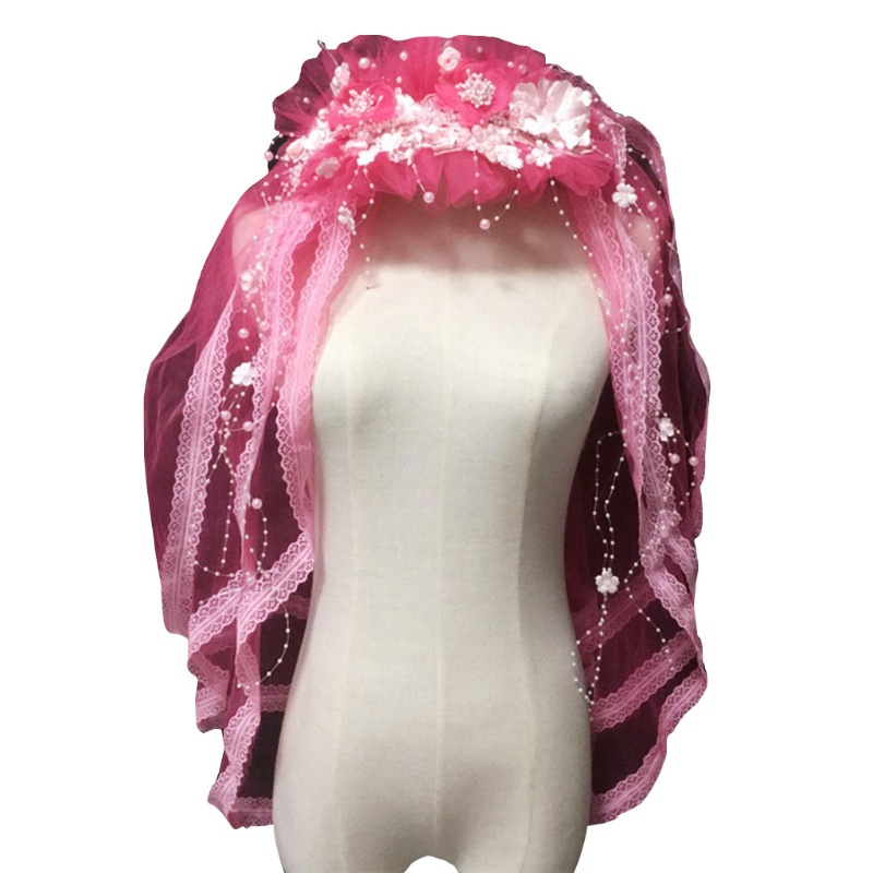 Băng Đô Vải Tuyn Nhiều Lớp In Hoa Cho Cô Dâu Chụp Ảnh