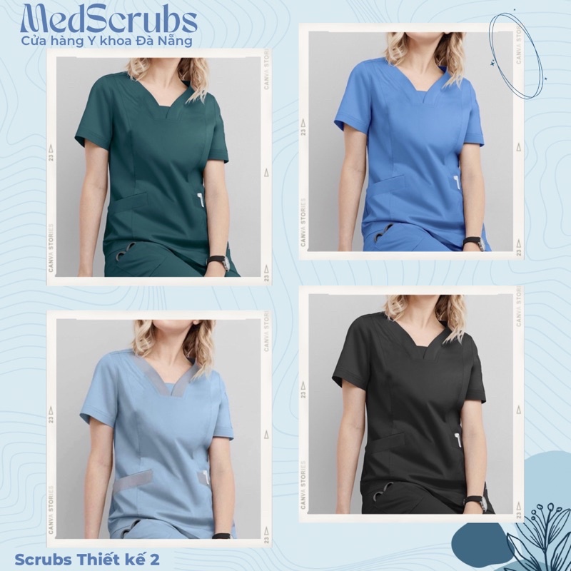 Scrubs Thiết Kế NỮ, đồng phục y tế, điều dưỡng, bác sĩ, spa - Chất vải Kaki Lụa Cao Cấp - Size S M L XL - Thương hiệu MU