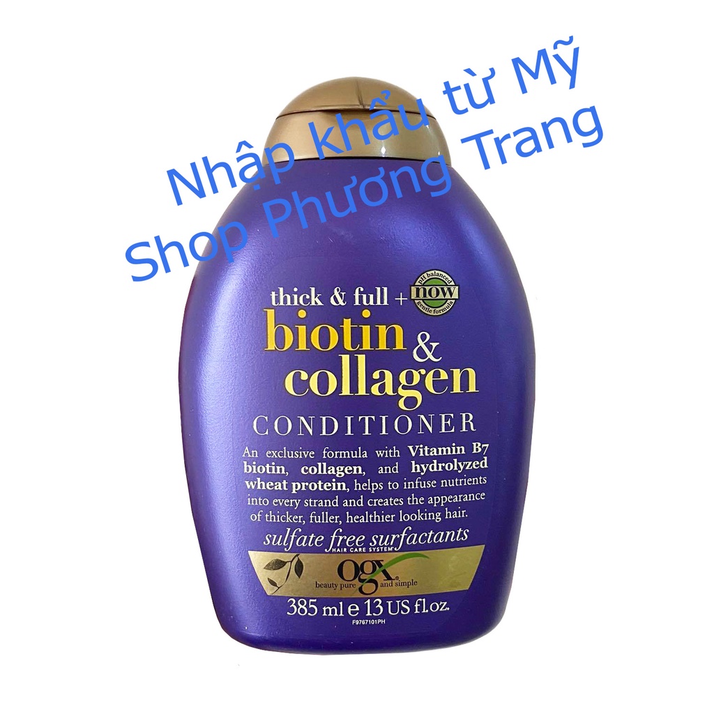 Bộ dầu gội + xả giảm rụng tóc Biotin Collagen 385ml - Mỹ