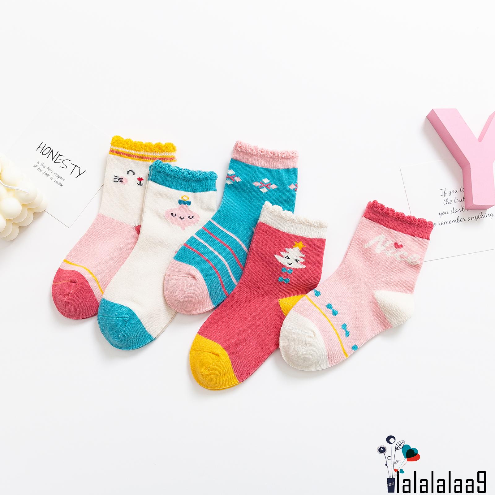 Set 5 Đôi Tất Cotton In Họa Tiết Dễ Thương Cho Bé Từ 1-12 Tuổi