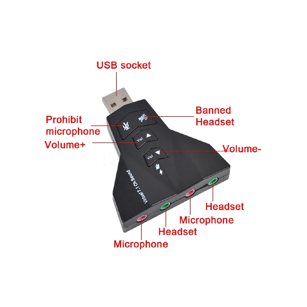 Card âm thanh 7.1ch kênh gắn ngoài kết nối USB 2.0