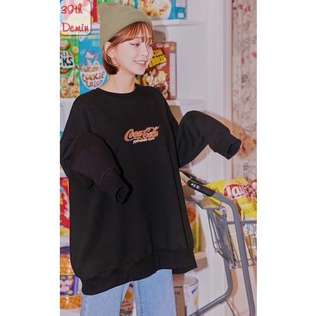Áo nỉ COCACOLA phong cách Hip Hop graffiti  sweater unisex Form rộng Free Size