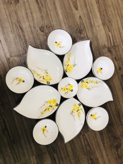 Bộ bát đĩa lá xoài