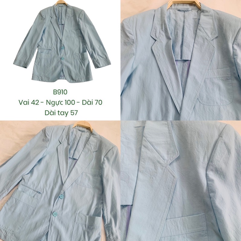 Áo khoác blazer menswear nam nữ B910 form suông có độn vai 1 lớp 2hand Nhật si tuyển ảnh thật