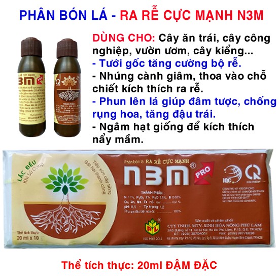 [Mã SR11JUNE5 giảm 20K đơn 50K] Ra rễ cực mạnh, kích mầm hạt giống N3M (20ml/lọ ĐẬM ĐẶC)