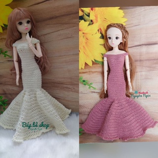 MAU1 - Váy cô dâu đuôi cá cho búp bê Barbie, Doris, các loại búp bê 30cm